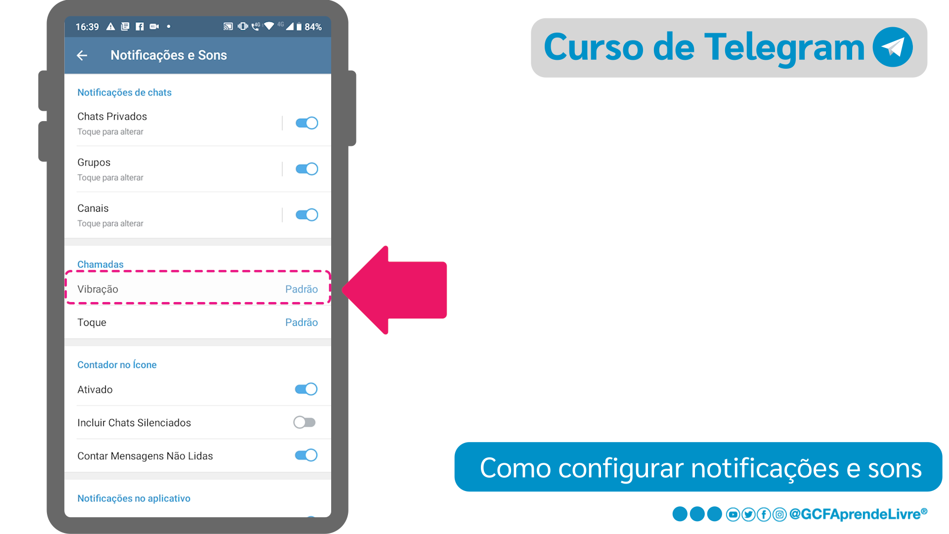 Como mudar a vibração do Telegram